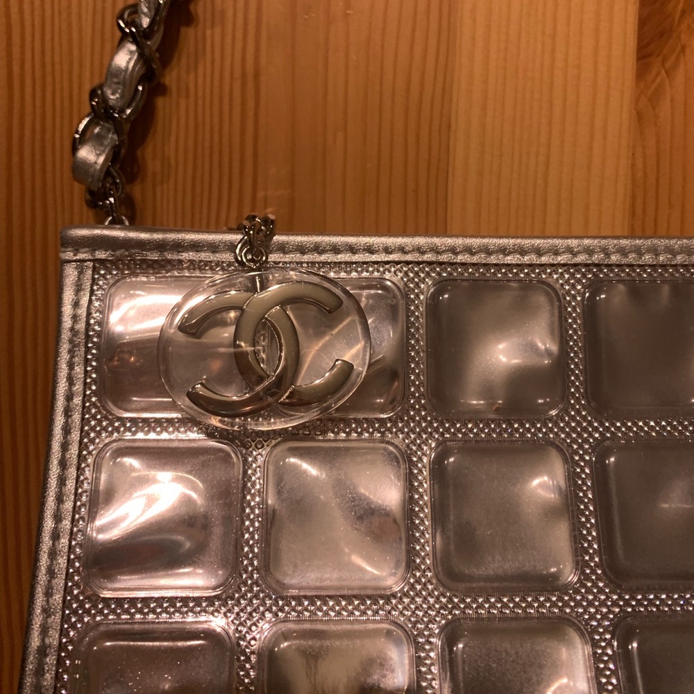 Chanel Ltd Ed Ice Cube Leather & PVC Zippered Bag